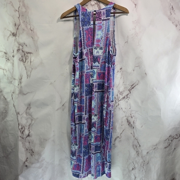 Tori Richard Dress Womens Large Pink Blue Purple Pink Floral Maxi Tank Honolulu - Picture 5 of 9